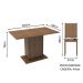 Conjunto Sala de Jantar Lexy Madesa Mesa Tampo de Madeira com 4 Cadeiras - Rustic/Hibiscos