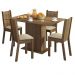 Conjunto Sala de Jantar Lexy Madesa Mesa Tampo de Madeira com 4 Cadeiras - Rustic/Pérola