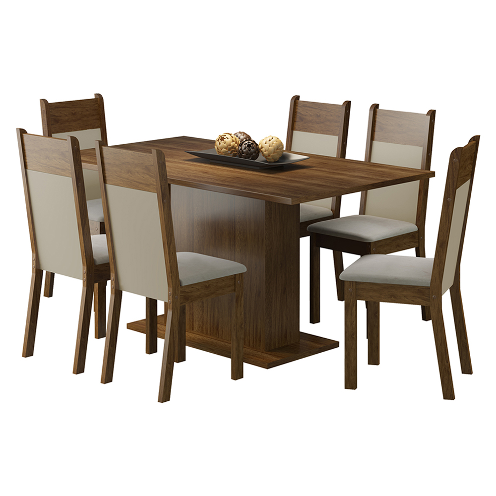 Conjunto Sala de Jantar Lousiana Madesa Mesa Tampo de Madeira com 6 Cadeiras