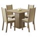 Conjunto Sala de Jantar Madesa Alana Mesa Tampo de Madeira com 4 Cadeiras - Rustic/Crema/Pérola