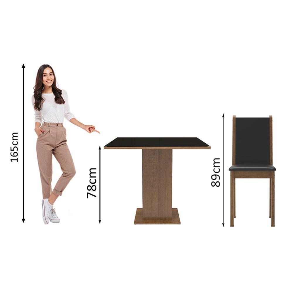 Conjunto Sala de Jantar Madesa Alana Mesa Tampo de Madeira com 4 Cadeiras - Rustic/Preto