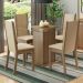 Conjunto Sala de Jantar Madesa Aline Mesa Tampo de Vidro com 4 Cadeiras - Rustic/Crema/Pérola