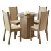 Conjunto Sala de Jantar Madesa Aline Mesa Tampo de Vidro com 4 Cadeiras - Rustic/Crema/Pérola