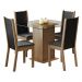 Conjunto Sala de Jantar Madesa Aline Mesa Tampo de Vidro com 4 Cadeiras - Rustic/Preto/Sintético Preto