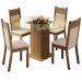 Conjunto Sala de Jantar Madesa Ana Mesa Tampo de Vidro Redondo 4 Cadeiras - Rustic/Crema/Bege