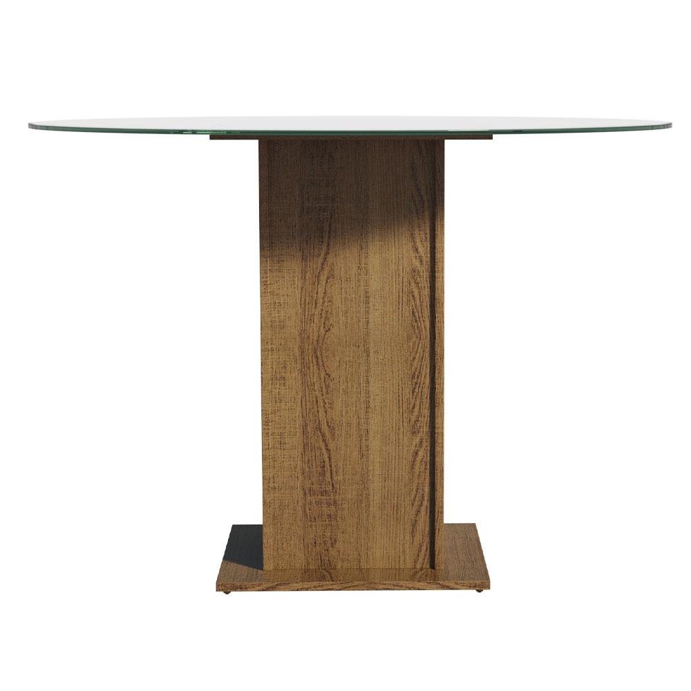 Conjunto Sala de Jantar Madesa Ana Mesa Tampo de Vidro Redondo 4 Cadeiras - Rustic/Crema/Bege