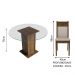 Conjunto Sala de Jantar Madesa Ana Mesa Tampo de Vidro Redondo 4 Cadeiras - Rustic/Crema/Bege