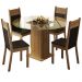 Conjunto Sala de Jantar Madesa Ana Mesa Tampo de Vidro Redondo 4 Cadeiras - Rustic/Preto