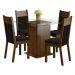 Conjunto Sala de Jantar Madesa Anita Mesa Tampo de Vidro com 4 Cadeiras - Rustic/Preto/Sintético Preto