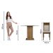 Conjunto Sala de Jantar Madesa Beta Mesa Tampo de Vidro Redondo 4 Cadeiras - Rustic/Crema/Bege