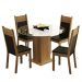 Conjunto Sala de Jantar Madesa Beta Mesa Tampo de Vidro Redondo 4 Cadeiras - Rustic/Preto