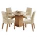 Conjunto Sala de Jantar Madesa Brenda Mesa Tampo de Vidro com 4 Cadeiras - Rustic/Crema/Imperial