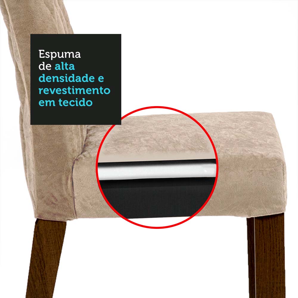 Conjunto Sala de Jantar Madesa Brenda Mesa Tampo de Vidro com 4 Cadeiras - Rustic/Crema/Imperial