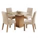 Conjunto Sala de Jantar Madesa Cecilie Mesa Tampo de Vidro com 4 Cadeiras Rustic/Crema/Imperial