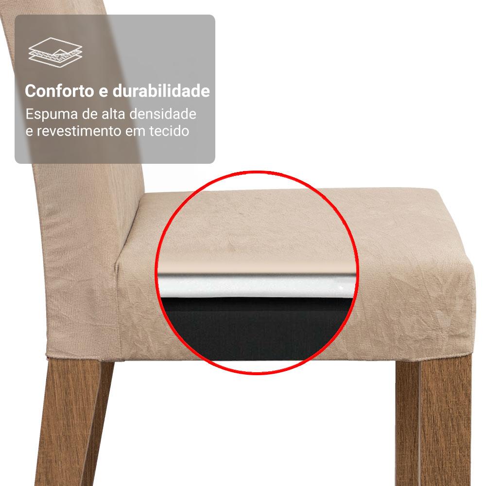 Conjunto Sala de Jantar Madesa Cecilie Mesa Tampo de Vidro com 4 Cadeiras Rustic/Crema/Imperial