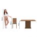 Conjunto Sala de Jantar Madesa Clarice Mesa Tampo de Madeira com 8 Cadeiras - Rustic/Bege Marrom