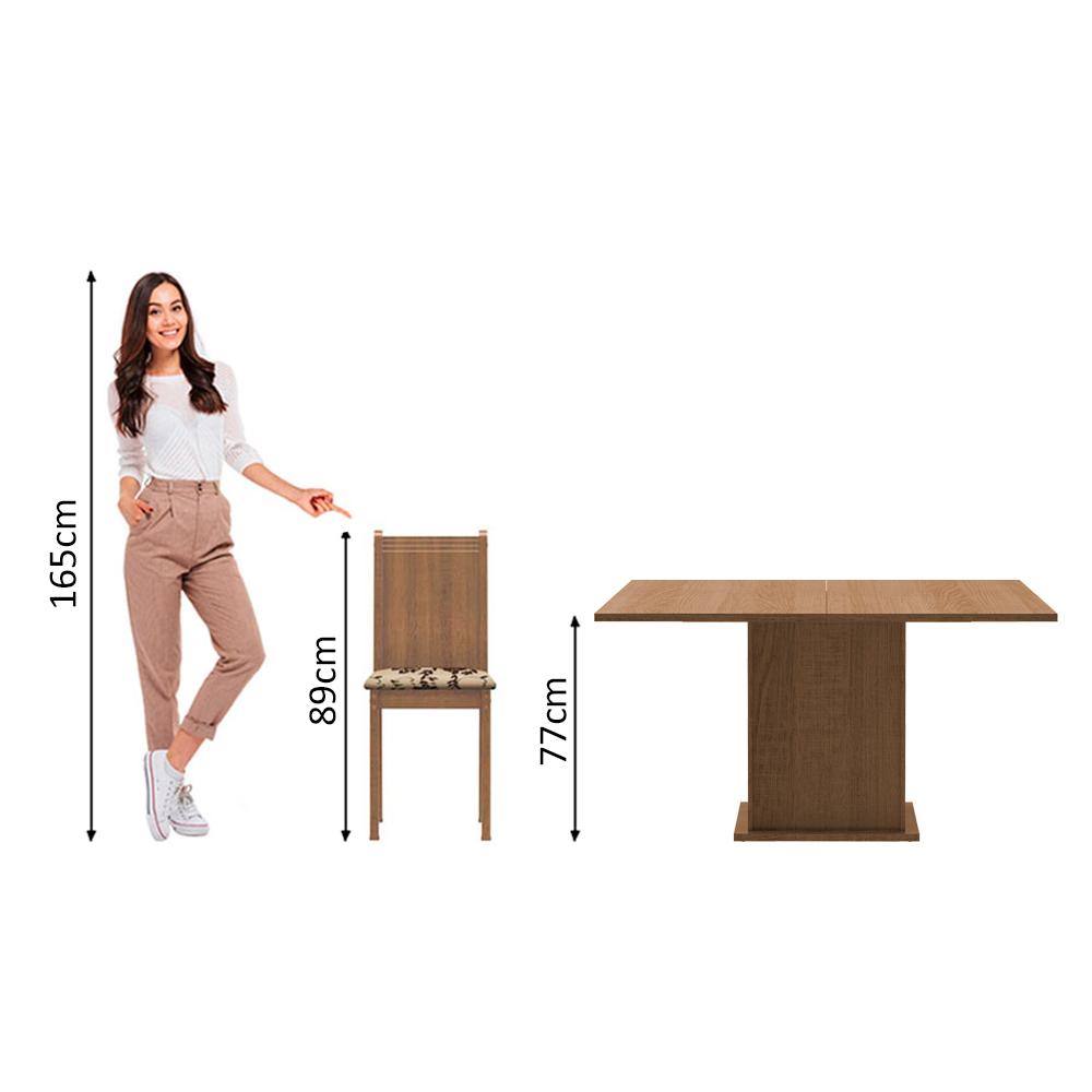 Conjunto Sala de Jantar Madesa Clarice Mesa Tampo de Madeira com 8 Cadeiras - Rustic/Bege Marrom