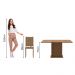 Conjunto Sala de Jantar Madesa Clarice Mesa Tampo de Madeira com 8 Cadeiras - Rustic/Lírio Bege