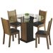 Conjunto Sala de Jantar Madesa Débora Mesa Tampo de Vidro Redondo 4 Cadeiras - Preto/Rustic