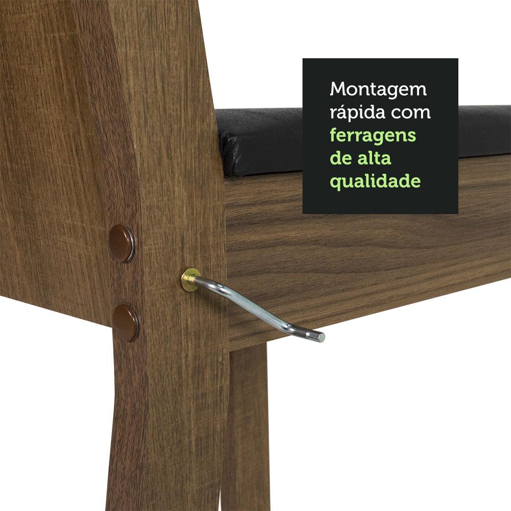 Conjunto Sala de Jantar Madesa Débora Mesa Tampo de Vidro Redondo 4 Cadeiras - Preto/Rustic