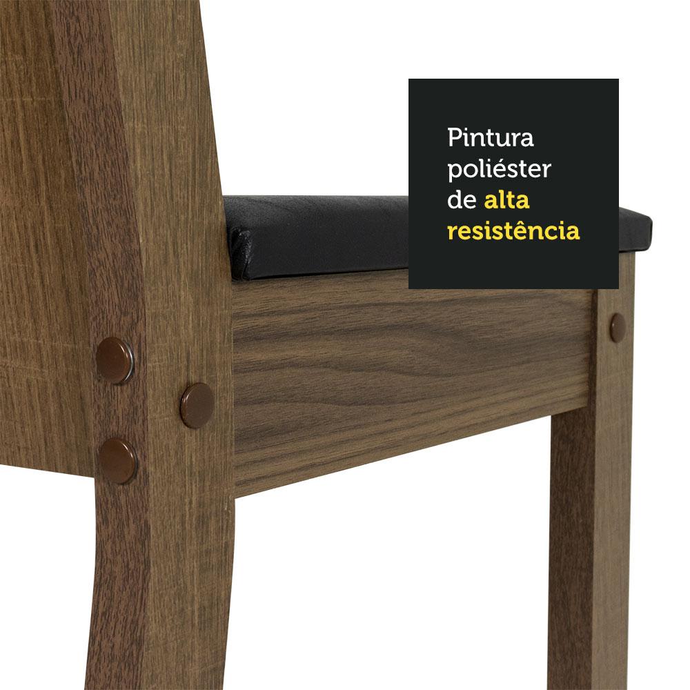 Conjunto Sala de Jantar Madesa Débora Mesa Tampo de Vidro Redondo 4 Cadeiras - Preto/Rustic