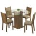 Conjunto Sala de Jantar Madesa Débora Mesa Tampo de Vidro Redondo 4 Cadeiras - Rustic/Bege