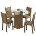 Conjunto Sala de Jantar Madesa Débora Mesa Tampo de Vidro Redondo 4 Cadeiras - Rustic/Bege Marrom