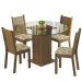 Conjunto Sala de Jantar Madesa Débora Mesa Tampo de Vidro Redondo 4 Cadeiras - Rustic/Lírio Bege