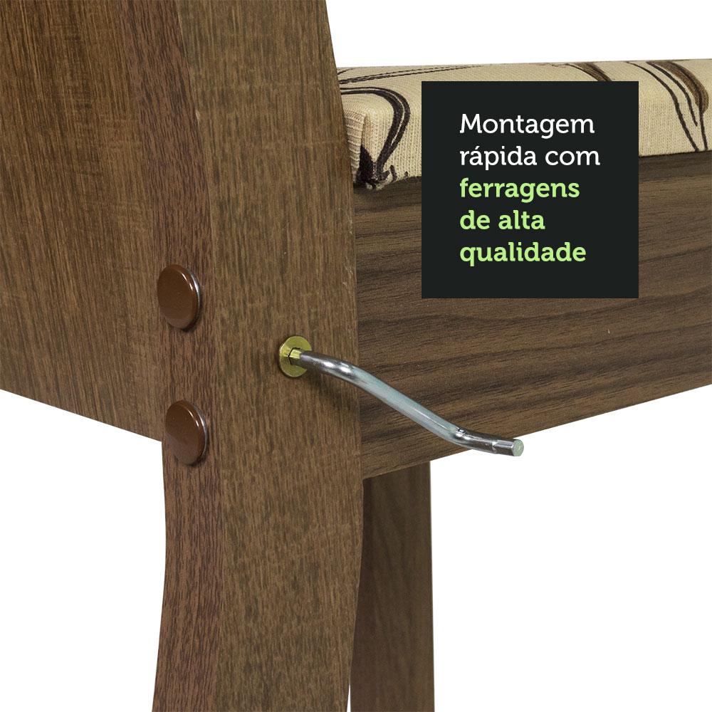 Conjunto Sala de Jantar Madesa Débora Mesa Tampo de Vidro Redondo 4 Cadeiras - Rustic/Lírio Bege