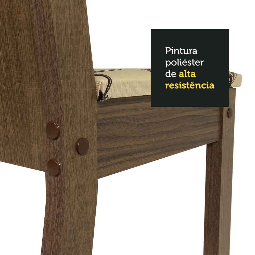 Conjunto Sala de Jantar Madesa Débora Mesa Tampo de Vidro Redondo 4 Cadeiras - Rustic/Lírio Bege