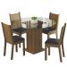 Conjunto Sala de Jantar Madesa Débora Mesa Tampo de Vidro Redondo 4 Cadeiras - Rustic/Preto