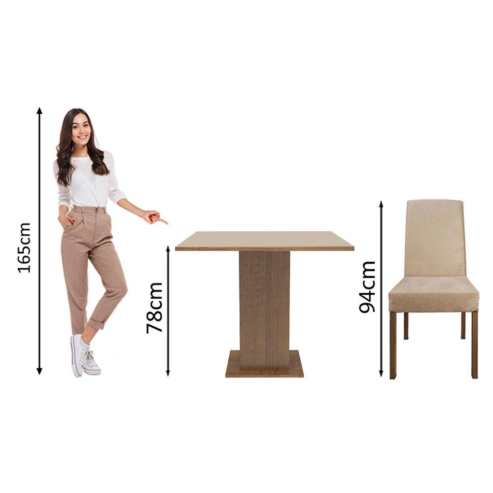 Conjunto Sala de Jantar Madesa Deise Mesa Tampo de Madeira 4 Cadeiras - Rustic/Crema/Imperial