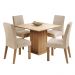 Conjunto Sala de Jantar Madesa Evelin Mesa Tampo de Vidro com 4 Cadeiras - Rustic/Crema/Imperial