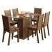 Conjunto Sala de Jantar Madesa Gales Mesa Tampo de Vidro com 6 Cadeiras - Rustic/Bege Marrom