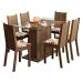 Conjunto Sala de Jantar Madesa Gales Mesa Tampo de Vidro com 6 Cadeiras - Rustic/Floral Hibiscos