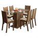 Conjunto Sala de Jantar Madesa Gales Mesa Tampo de Vidro com 6 Cadeiras - Rustic/Lírio Bege