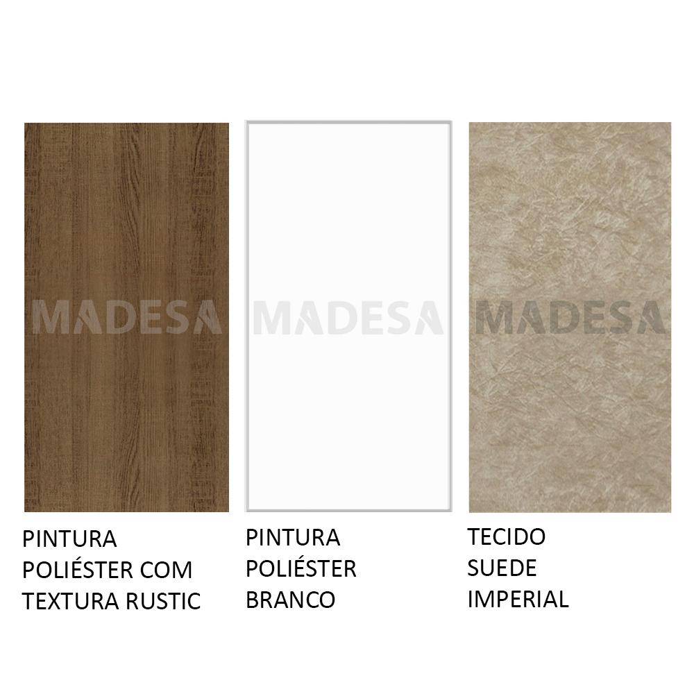 Conjunto Sala de Jantar Madesa Grazi Mesa Tampo de Vidro com 4 Cadeiras - Rustic/Branco/Imperial