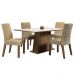 Conjunto Sala de Jantar Madesa Ingrid Mesa Tampo de Madeira com 4 Cadeiras - Rustic/Branco/Imperial