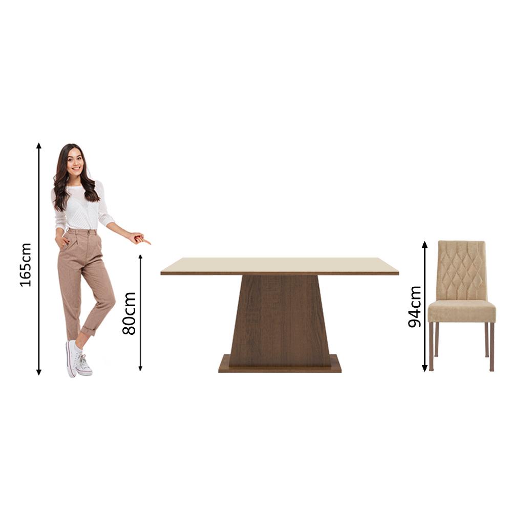 Conjunto Sala de Jantar Madesa Ingrid Mesa Tampo de Madeira com 4 Cadeiras - Rustic/Crema/Imperial
