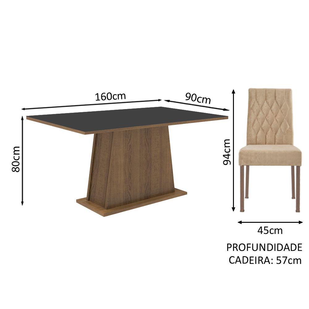Conjunto Sala de Jantar Madesa Ingrid Mesa Tampo de Madeira com 4 Cadeiras - Rustic/Preto/Imperial