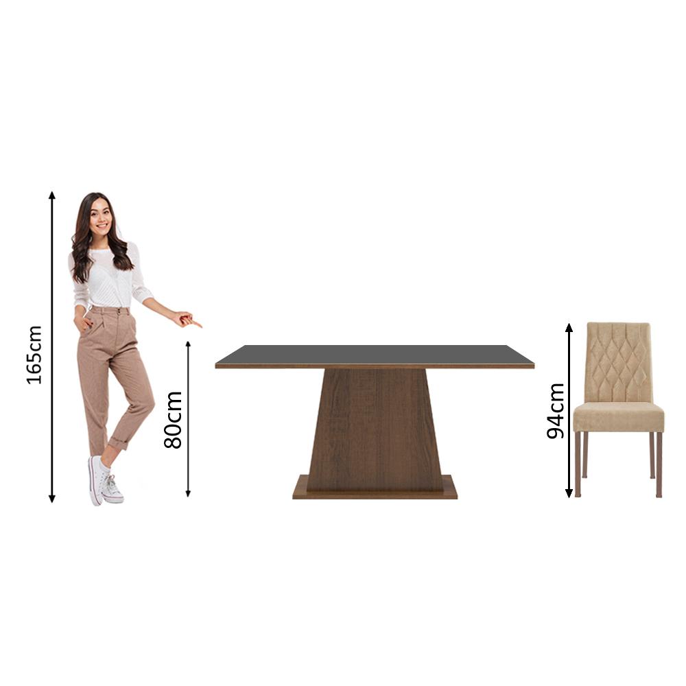 Conjunto Sala de Jantar Madesa Ingrid Mesa Tampo de Madeira com 4 Cadeiras - Rustic/Preto/Imperial