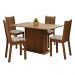 Conjunto Sala de Jantar Madesa Luana Mesa Tampo de Madeira com 4 Cadeiras - Rustic/Floral Hibiscos