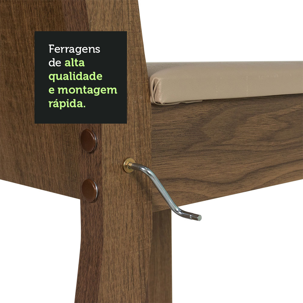 Conjunto Sala de Jantar Madesa Luana Mesa Tampo de Madeira com 4 Cadeiras - Rustic/Pérola