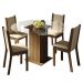 Conjunto Sala de Jantar Madesa Madu Mesa Tampo de Vidro Redondo 4 Cadeiras - Rustic/Crema/Bege