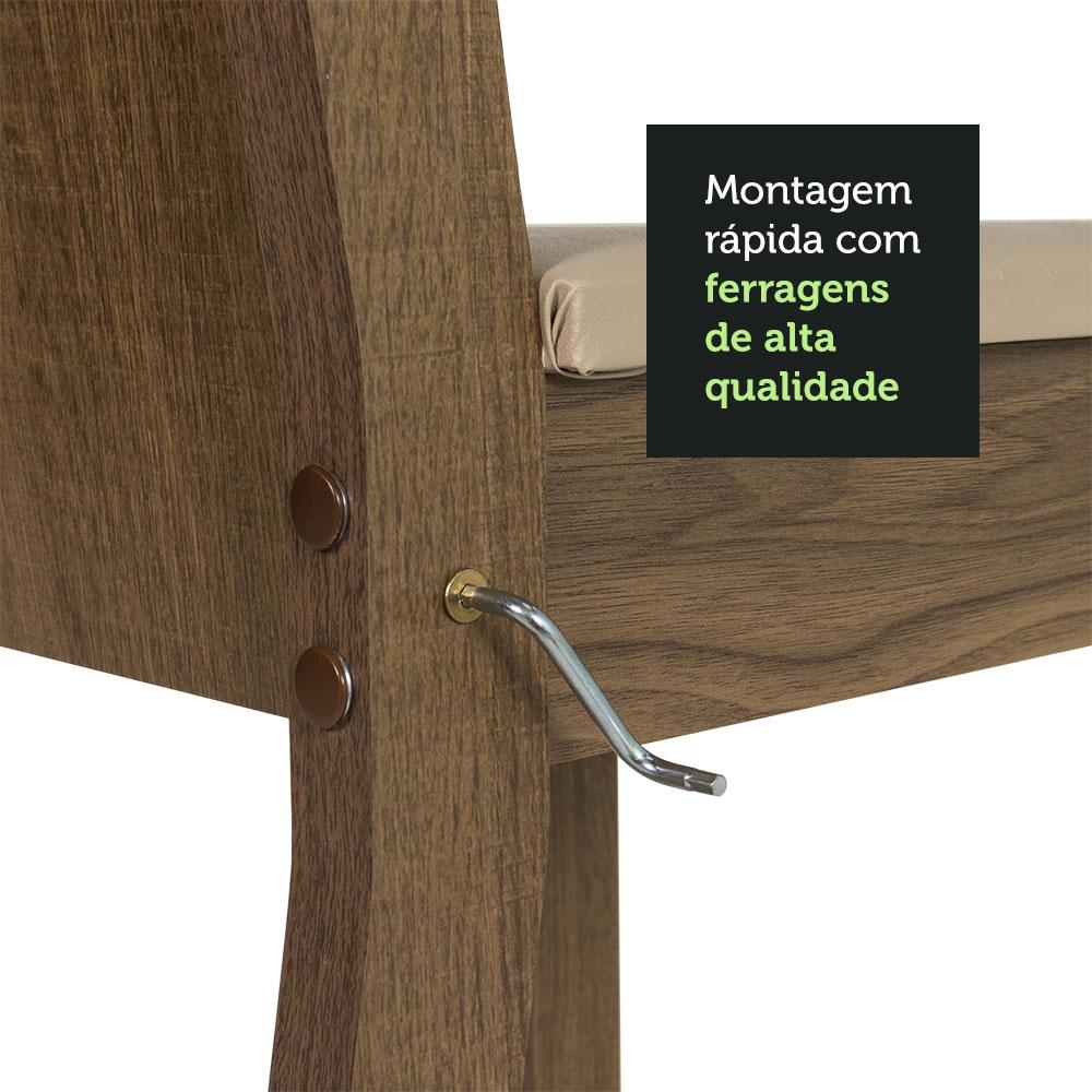 Conjunto Sala de Jantar Madesa Madu Mesa Tampo de Vidro Redondo 4 Cadeiras - Rustic/Crema/Bege
