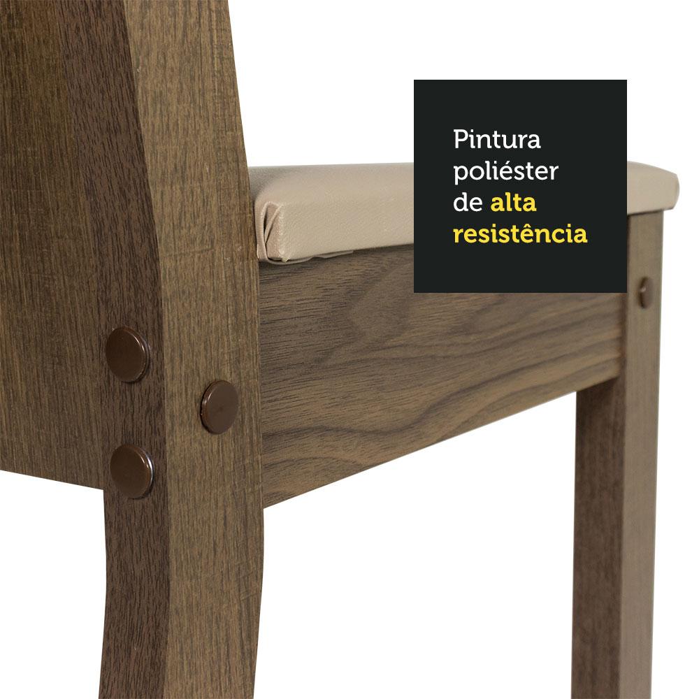 Conjunto Sala de Jantar Madesa Madu Mesa Tampo de Vidro Redondo 4 Cadeiras - Rustic/Crema/Bege