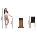 Conjunto Sala de Jantar Madesa Madu Mesa Tampo de Vidro Redondo 4 Cadeiras - Rustic/Preto/Preto