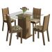 Conjunto Sala de Jantar Madesa Magda Mesa Tampo de Vidro com 4 Cadeiras - Rustic/Bege Marrom