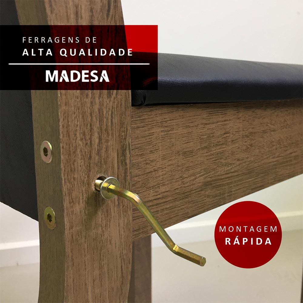 Conjunto Sala de Jantar Madesa Magda Mesa Tampo de Vidro com 4 Cadeiras - Rustic/Bege Marrom