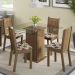 Conjunto Sala de Jantar Madesa Magda Mesa Tampo de Vidro com 4 Cadeiras - Rustic/Hibiscos